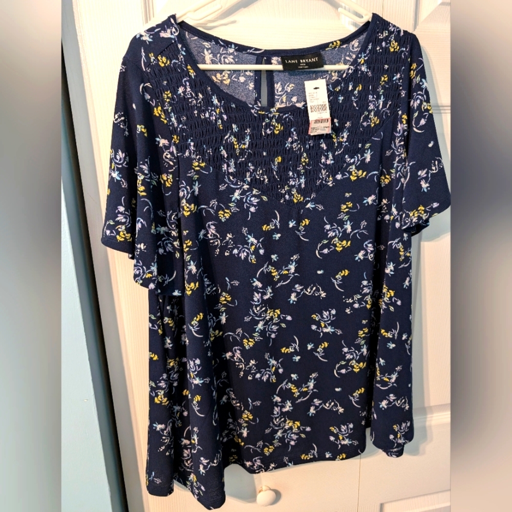 Lane Bryant Blue and White Boxy Blouse